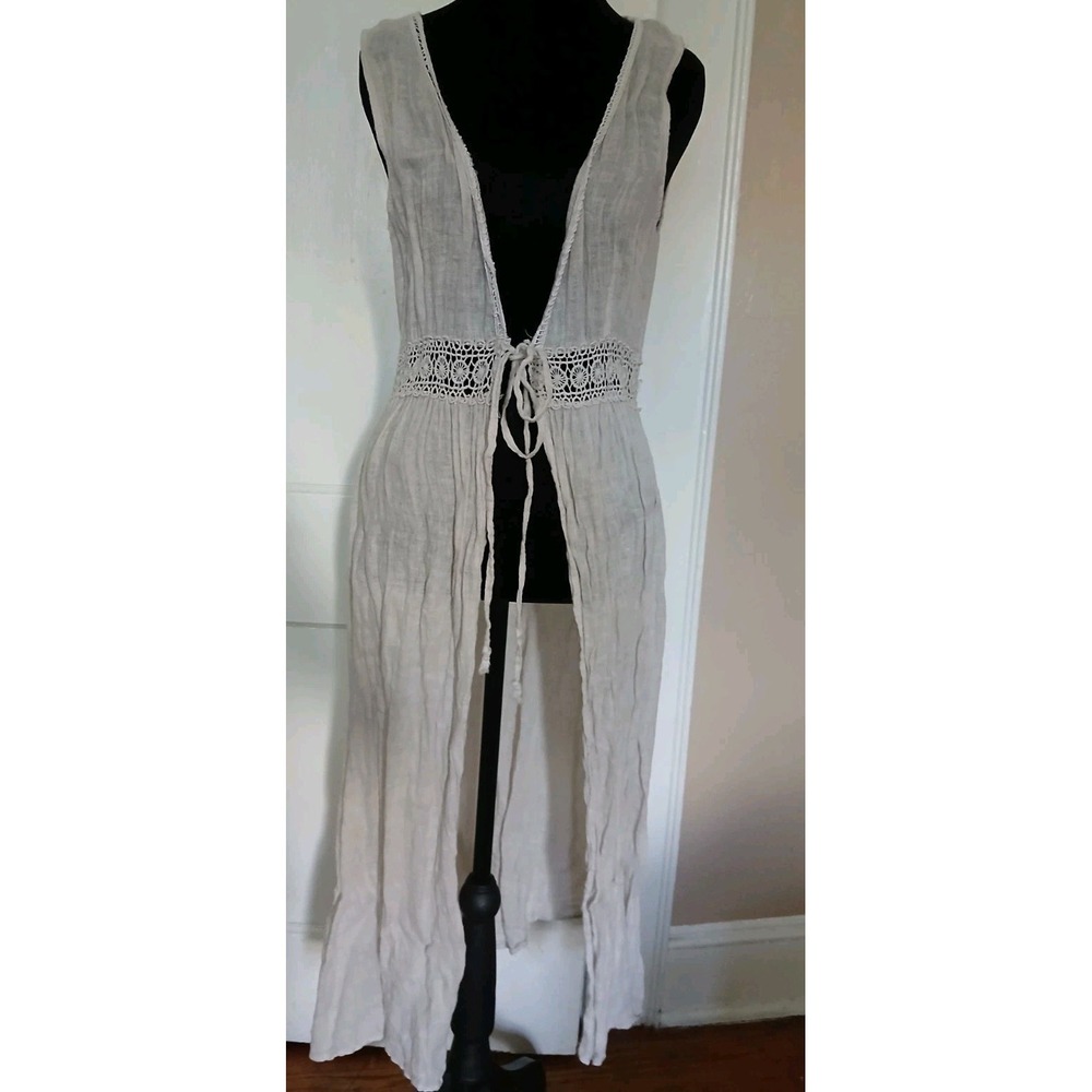 Francesca Bettini Cardigan One Size Topper Bow Lace Linen Lagenlook Boho Italy